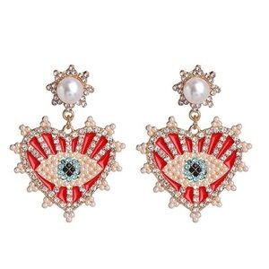 Heart Shaped Eye Earrings